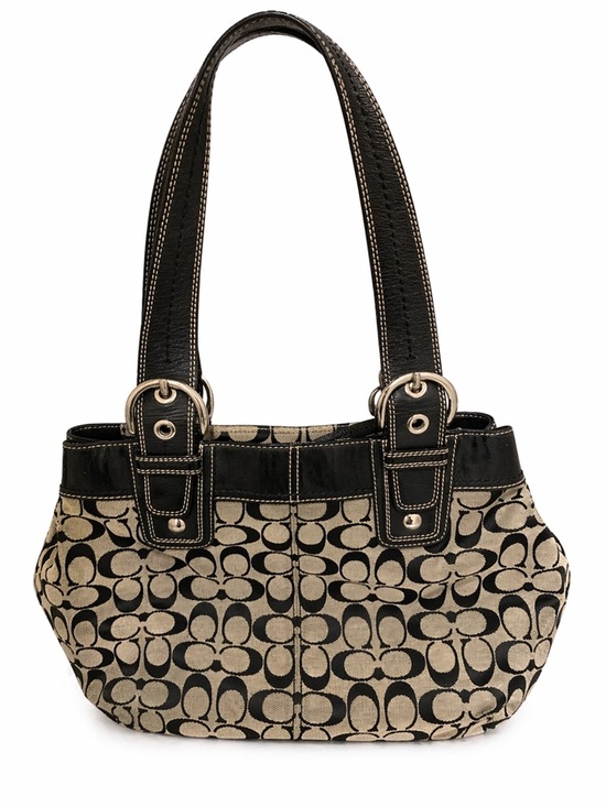 Coach Y2K Soho Pleated Signature C Canvas Leather Trim Tote Shoulder Bag